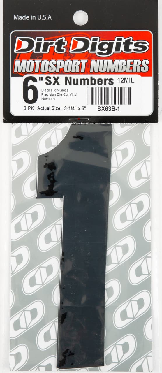 Dirt Digits #1 6" Black Super X Digits 3/Pack