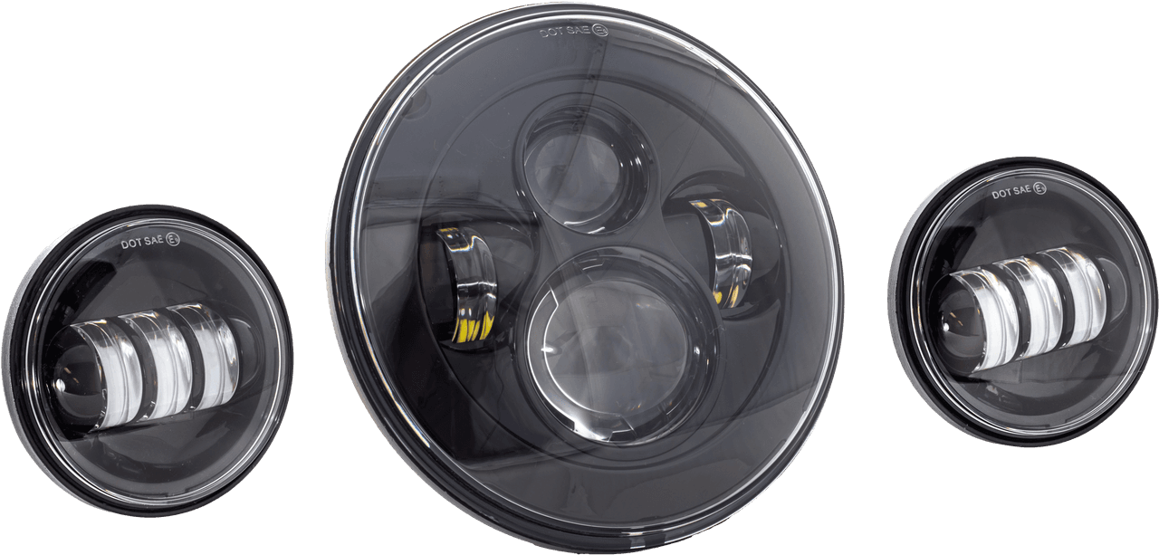 7" LED HDLGT W/ PASS LAMPS BLK INDIAN