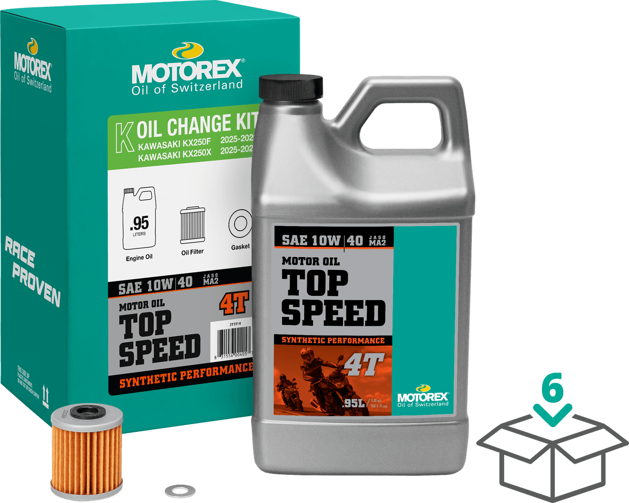 Motorex Top Speed Oil Change Kit 0.95L 10W40 Kawasaki