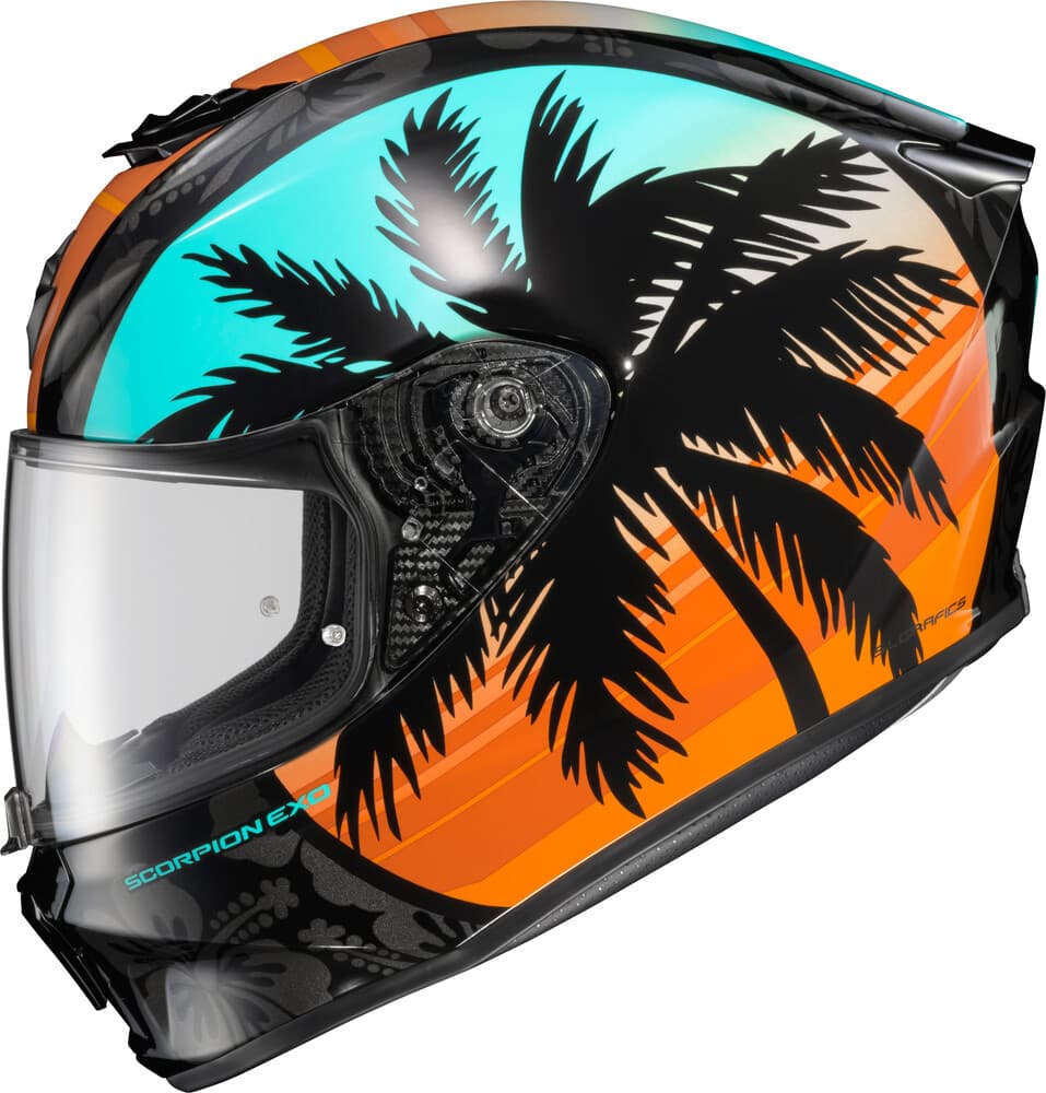 Scorpion Exo EXO-R330 Full-Face Helmet Tubbs Light Blue/Orange LG