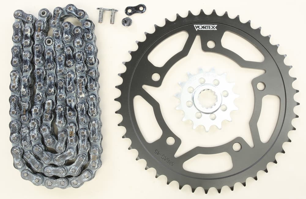 Vortex Sprocket/Chain Kit Stl/Stl 15/45T Sil SX3 520-114L Black