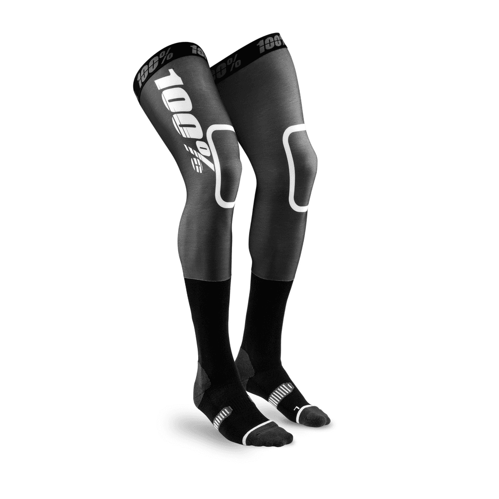 100-PERCENT Rev Knee Brace Socks Black/White SM/MD