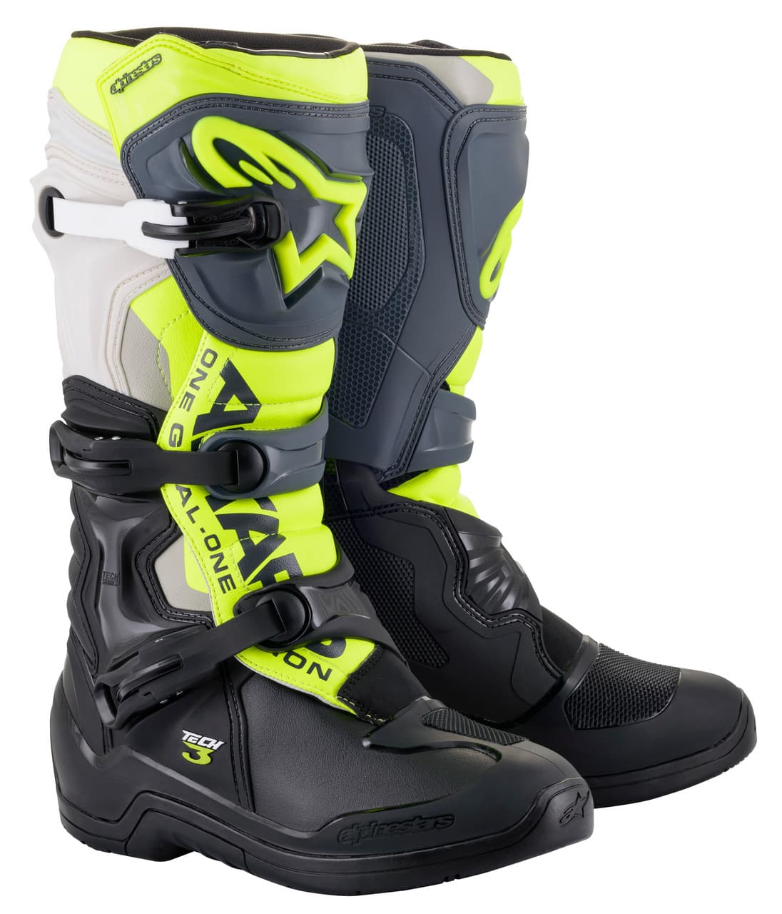 Alpinestars Tech 3 Boots Black/Cool Grey/Yellow/Fluo Size 16