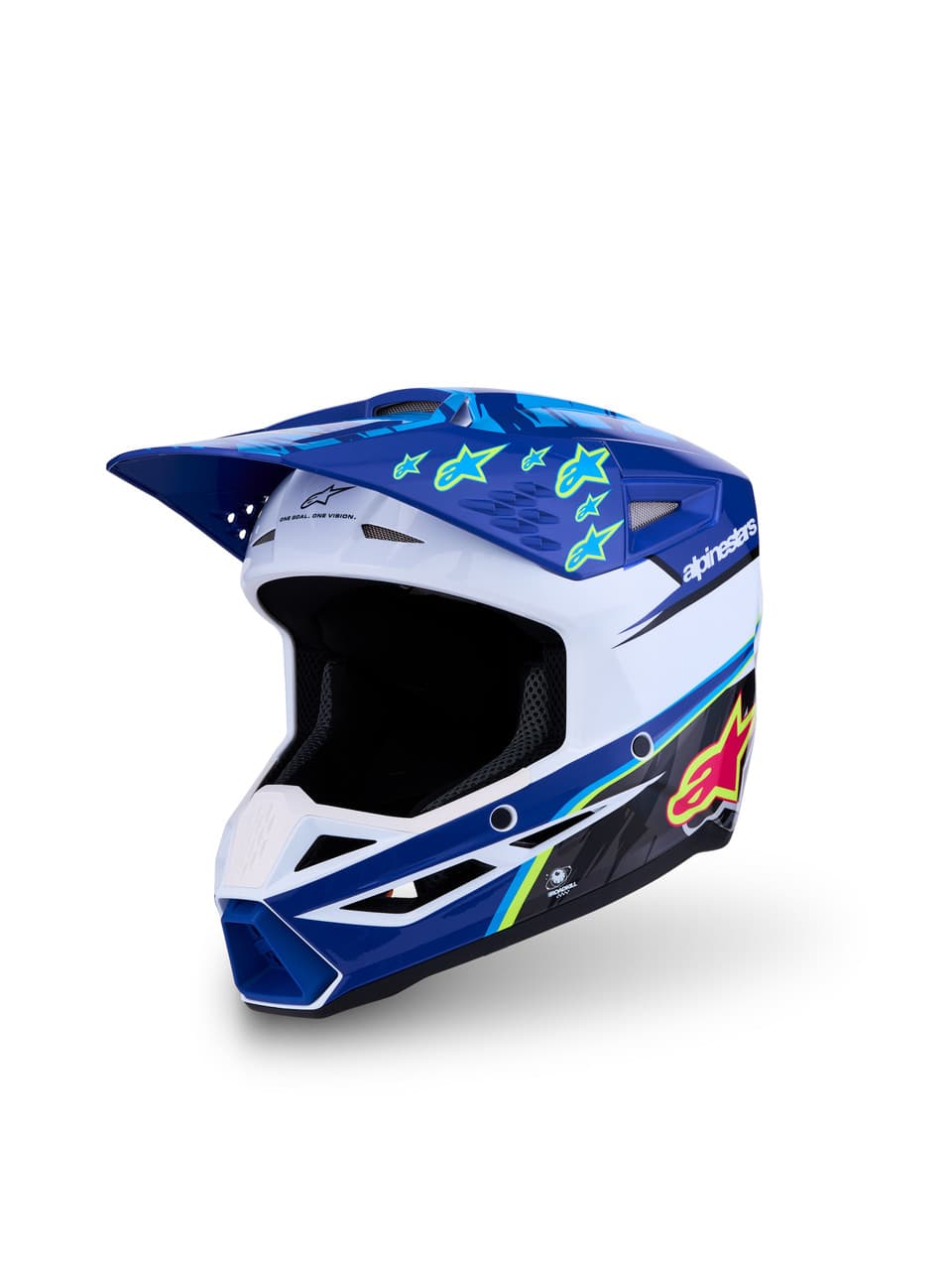 Alpinestars S-M3 Falcon Youth Helmet ECE06/DOT Blue/Wh/Black/Pink Fl/YL Fl Gloss YS