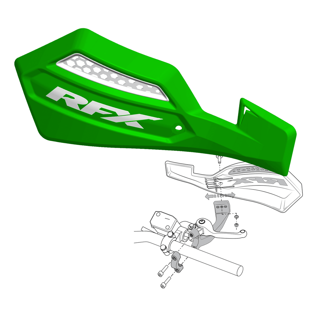 RFX Race Series Handguard Green Inc Mount Kit