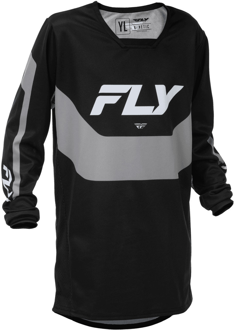 Fly Racing Youth Kinetic Jersey Black/Grey YS