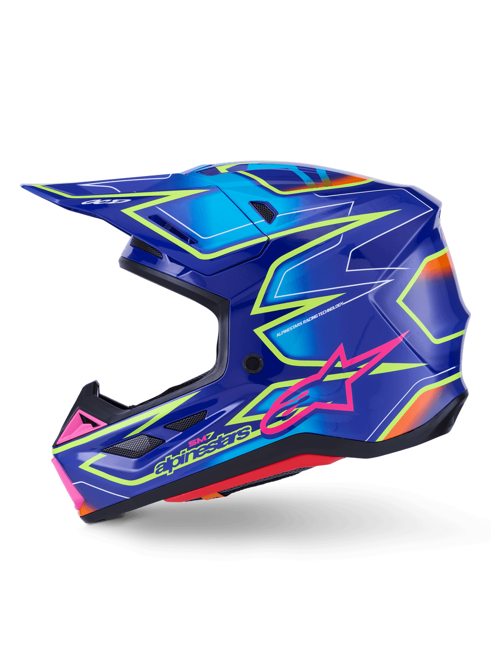 Alpinestars SM7 Cast Helmet Blue/Pnk/Yellow Fluo Glossy XL