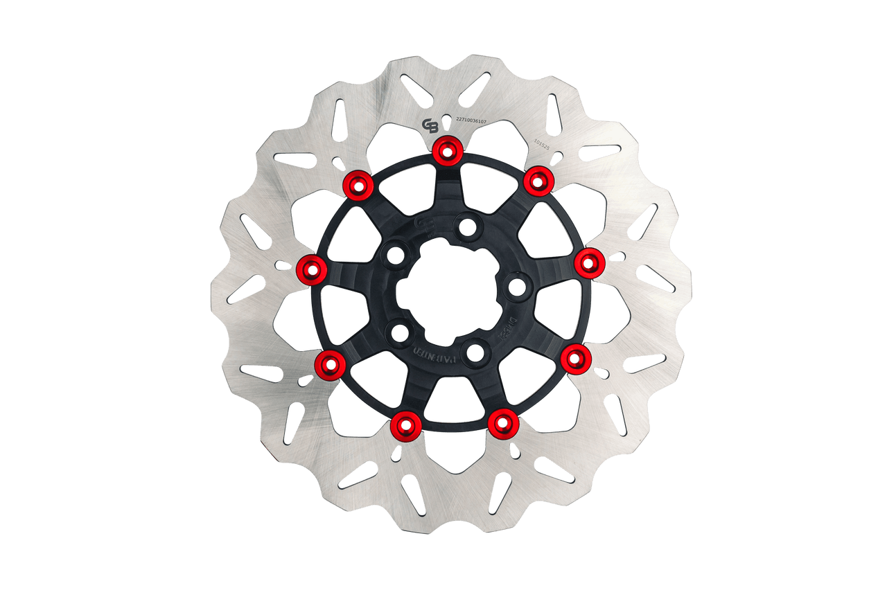 Gbrakes Rotor 11.8" Floating Wave Rr Black/Red Buttons
