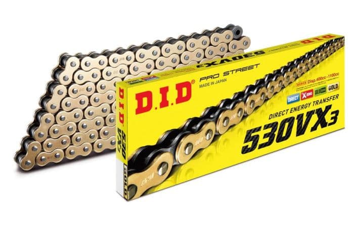 D.I.D X-RING CHAIN 530VX3 GOLD & BLACK 130ZB