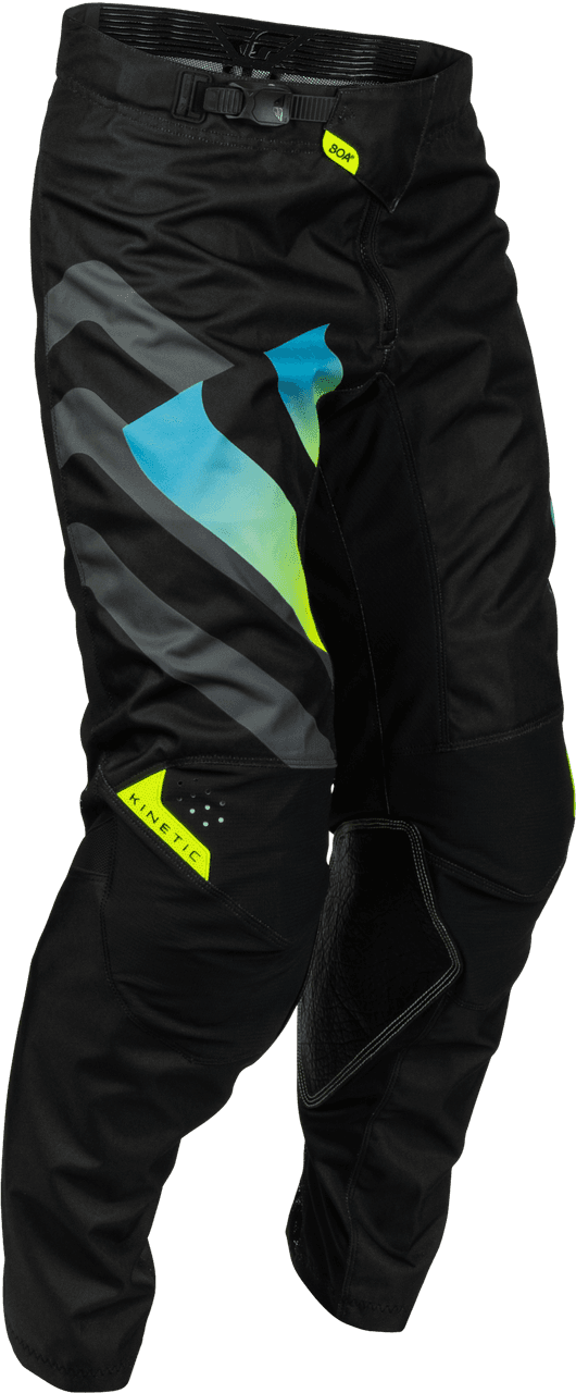 Fly Racing Kinetic Volt Pants Black/Grey/Teal/Yellow Size 28