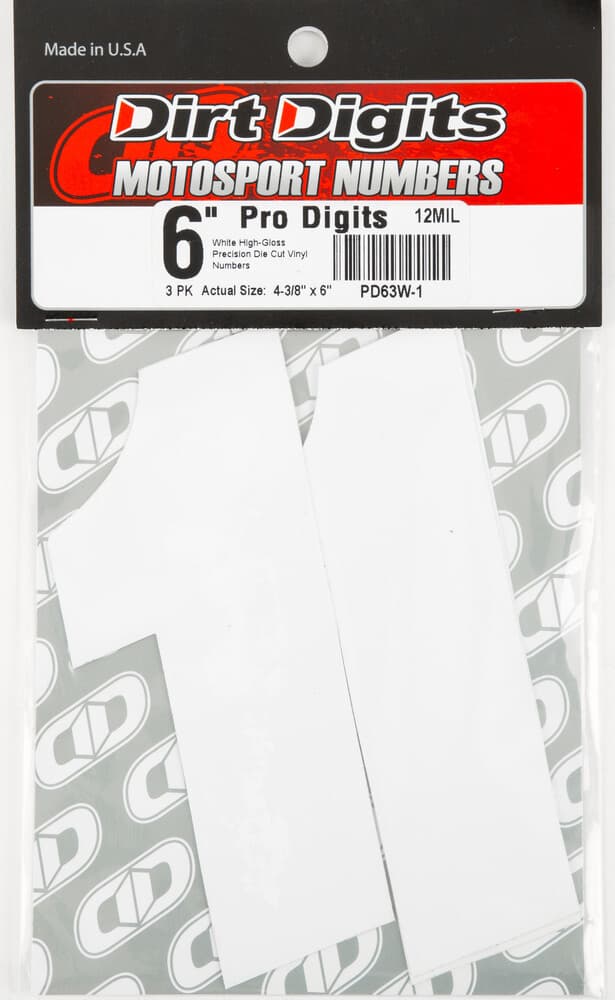 Dirt Digits #1 6" White Super X Digits 3/Pack