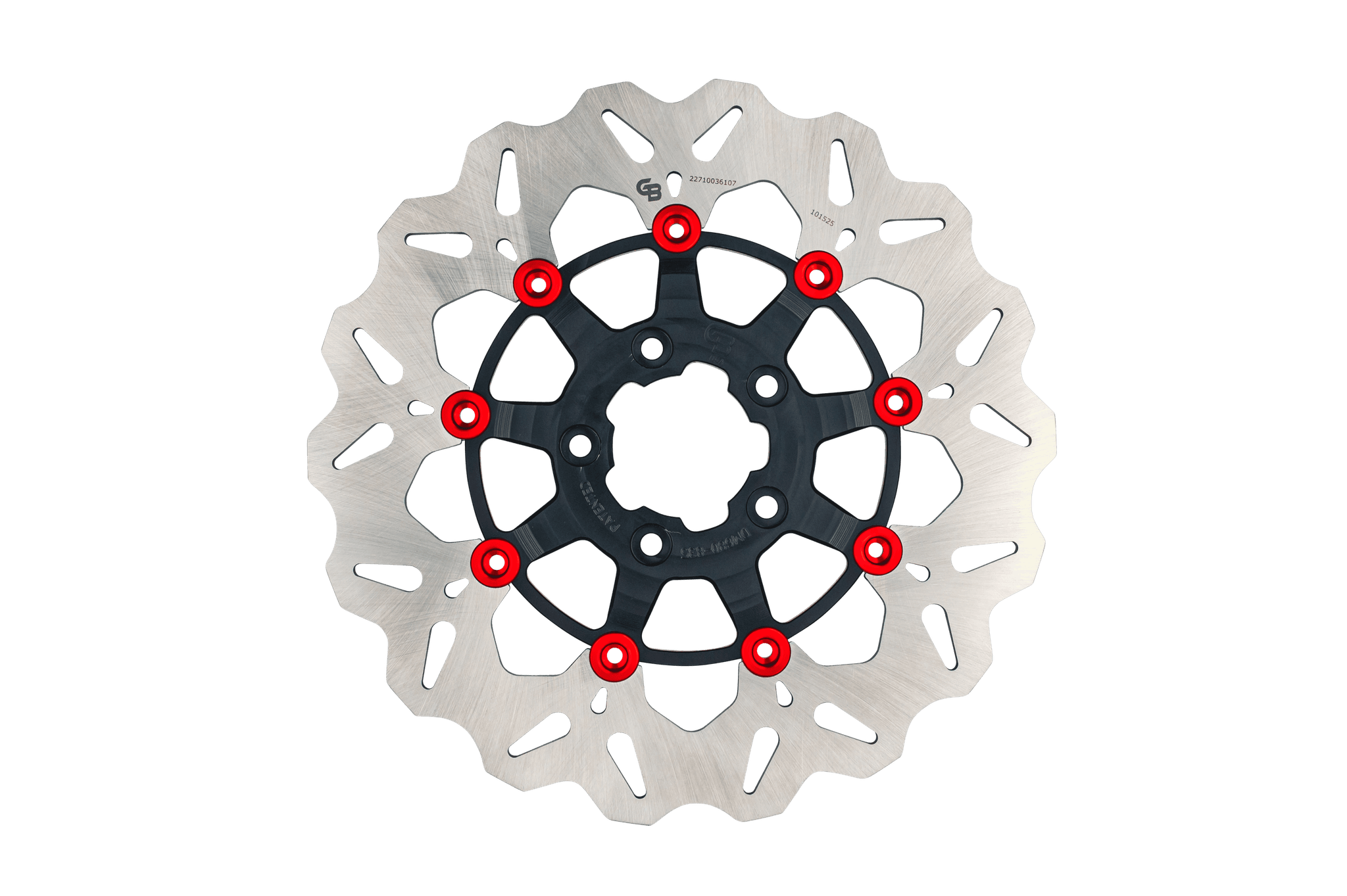 Gbrakes Rotor 11.8"FLOATING Wave Front Black/Red Buttons