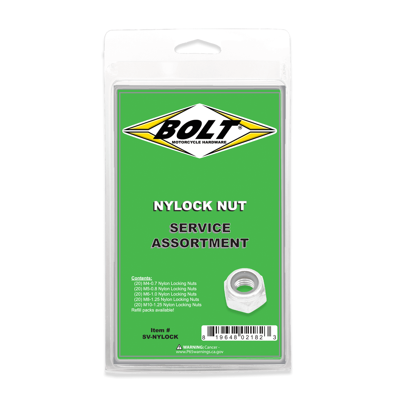 Bolt Nylon Locking Nut Assortment 100 Piece Kit