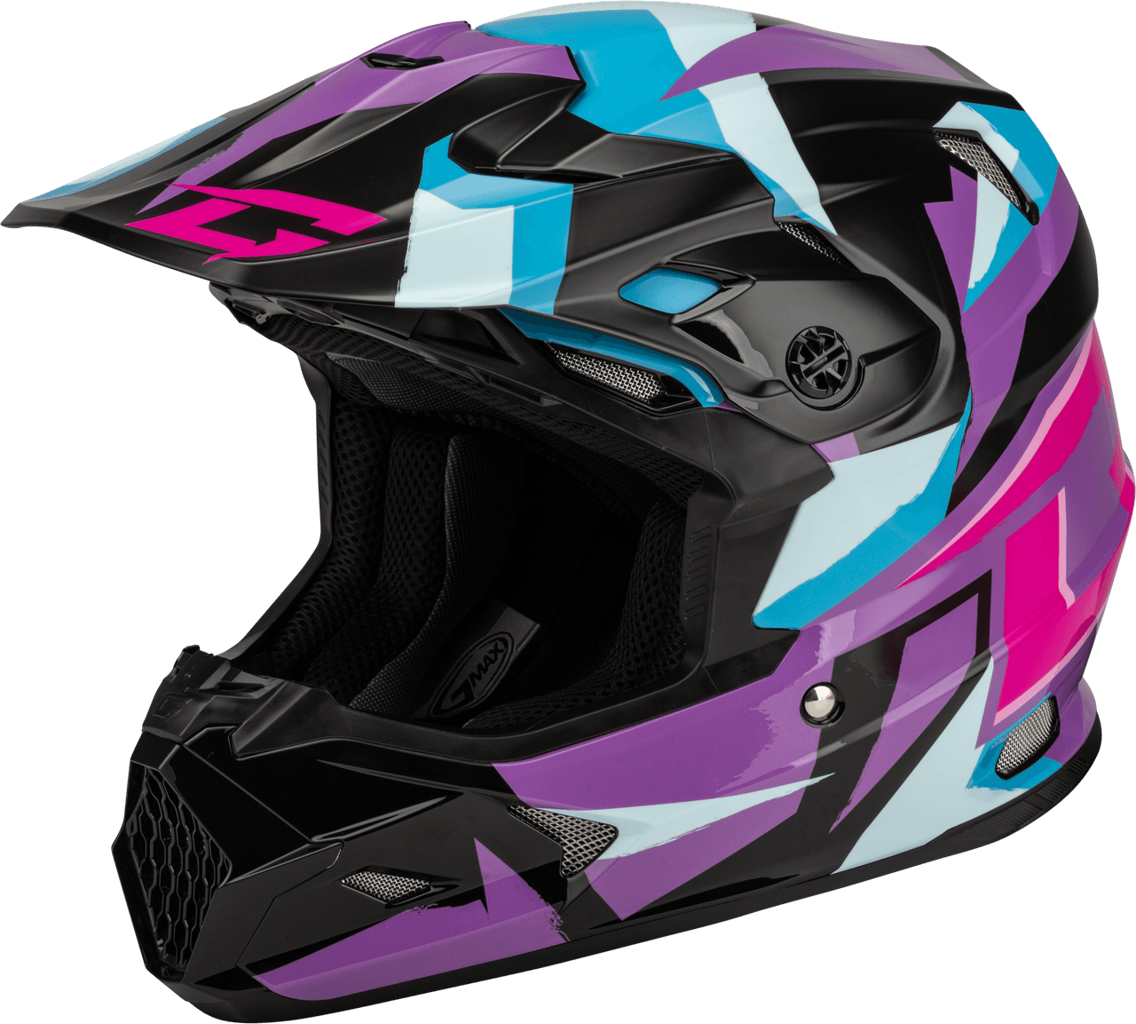 Gmax MX-96 Splinter Helmet Black/Purple/Blue 2X