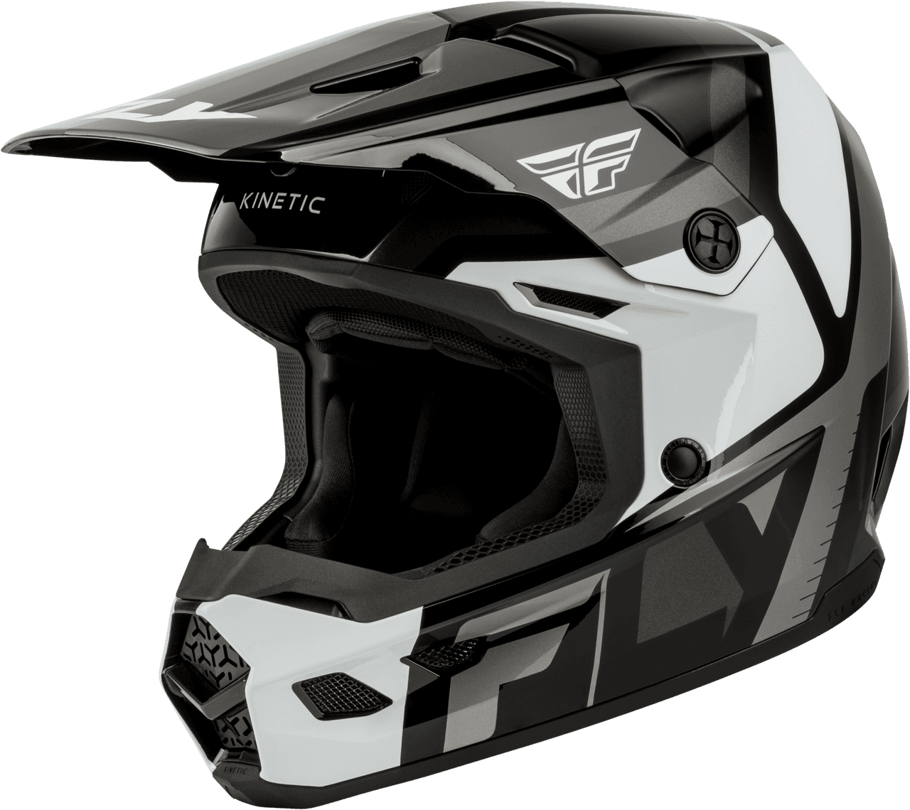 Fly Racing Youth Kinetic Scrap Helmet Black/White/Grey YS