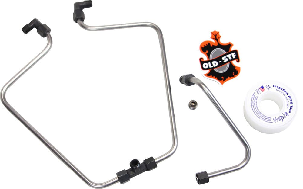 Old Stf Stainless/Black Rocker Box Split Oil Line