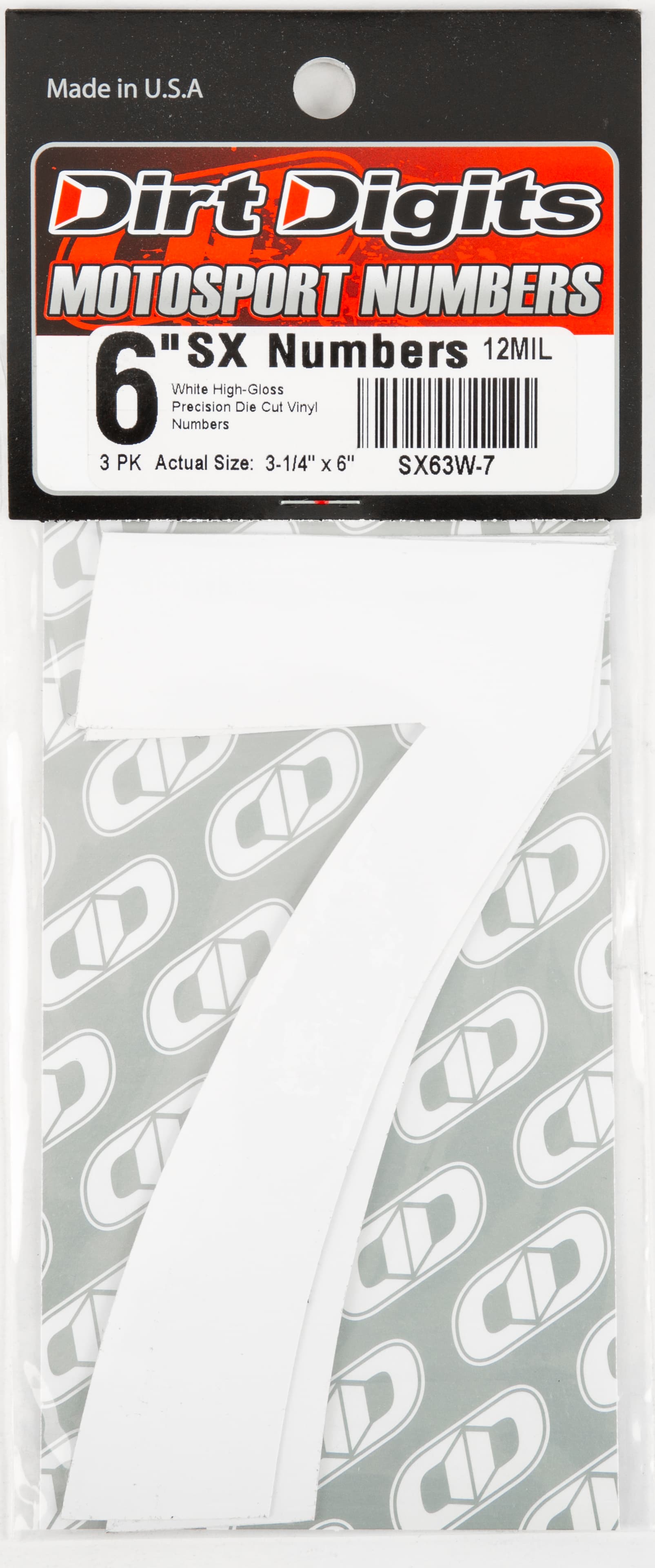 Dirt Digits #7 6" White Super X Digits 3/Pack