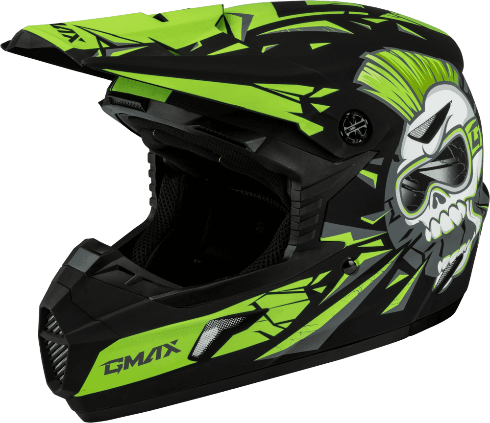 Gmax Youth MX-46Y Unstable Helmet Matte Black/Green YL