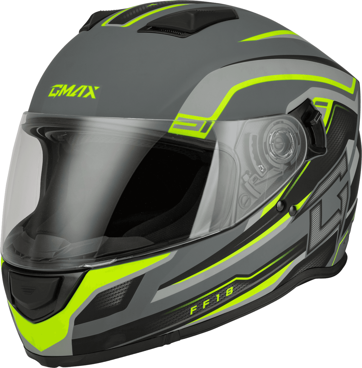Gmax FF-18 Drift Helmet Matte Grey/Hi-Viz MD