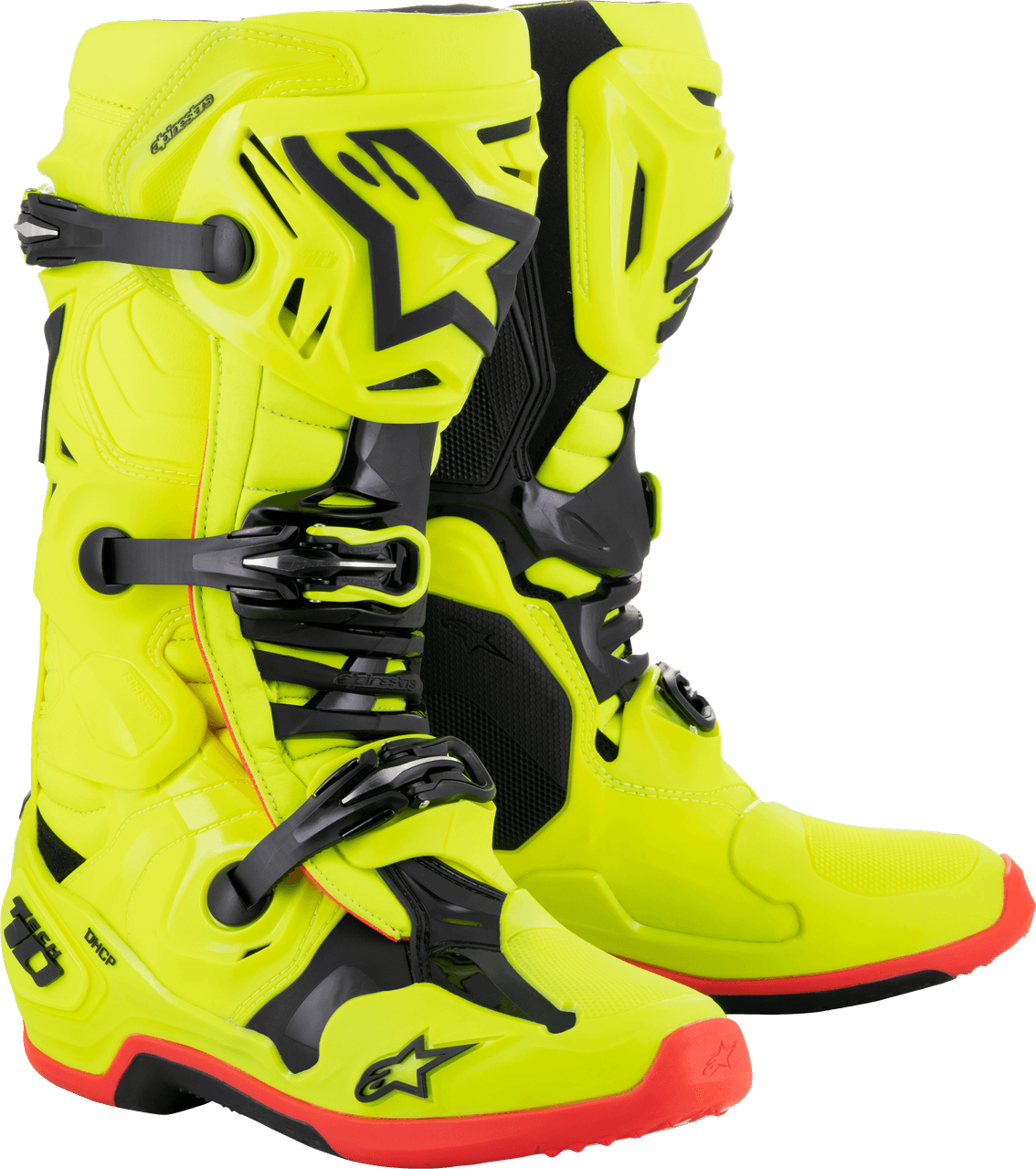 Alpinestars Tech 10 Boots Yellow Fluo/Black/Red Fluo Size 11