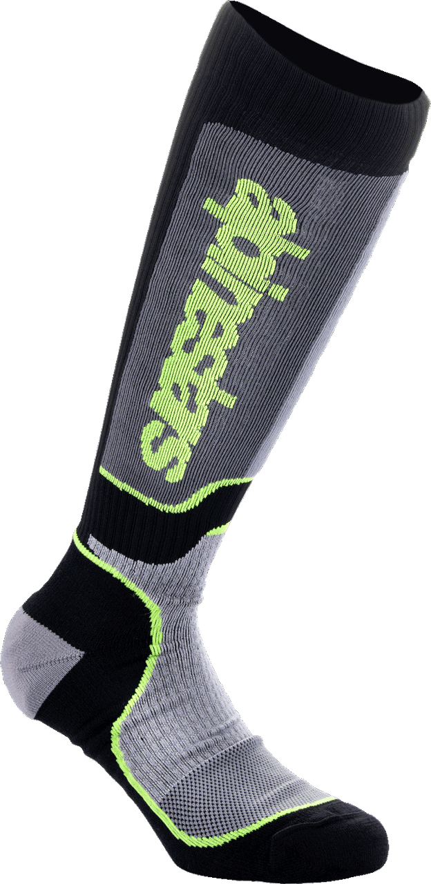 Alpinestars Youth MX Plus Socks Black/Grey/Yellow Fluo MD/LG