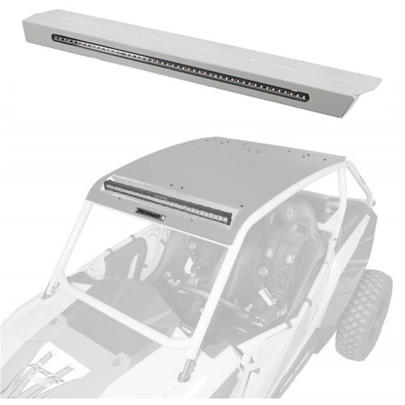 Pro Armor Asylum Roof W/Rear Light & LT Bar Pckt Sprkle Silver Metal