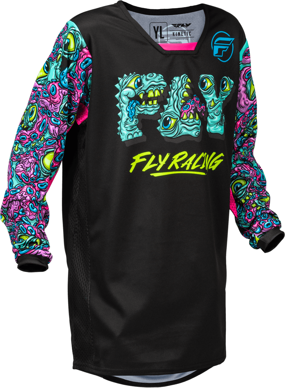 Fly Racing Youth Kinetic Mutant Jersey Black/Multi YS