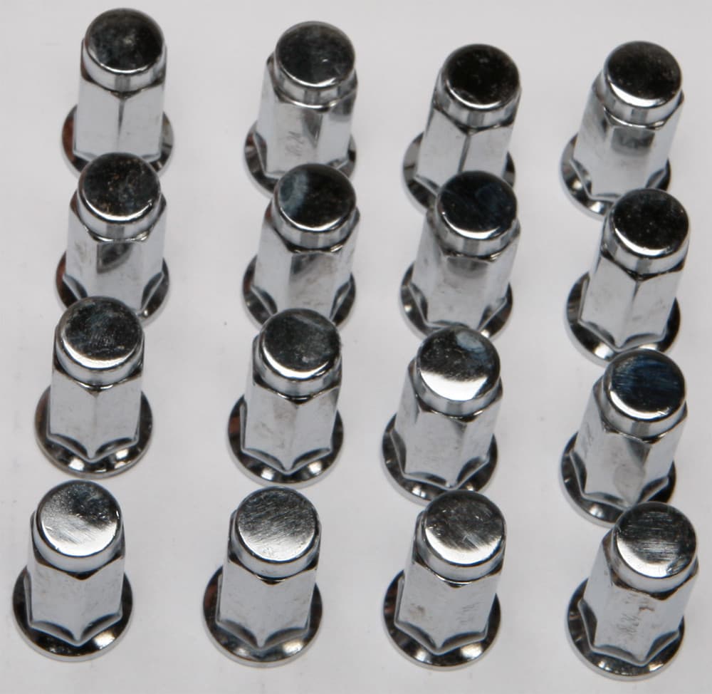 ITP 16/Pack 3/8"-24 Flat Base Chrome Lug Nuts