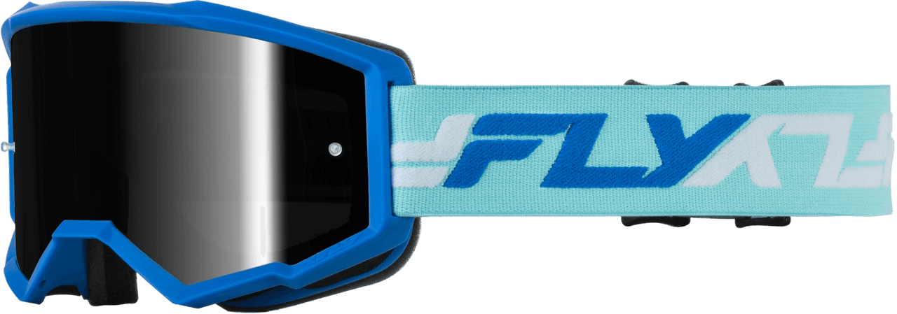 Fly Racing Zone Goggle Blue/White W/ Black Mirror/Smoke Lens