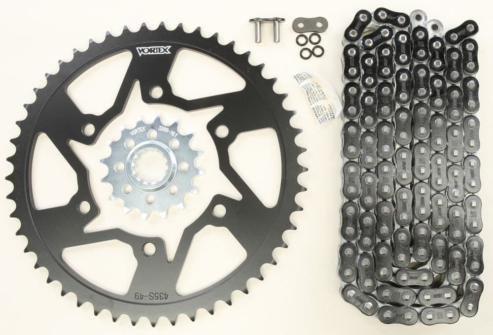 Vortex Sprocket/Chain Kit Stl/Stl 16/49T Sil RX3 520-120L Black