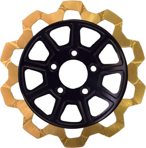 Lyndall Brakes 9 Spoke Rotor Front Black/Sgold Bow Tie 11.8"