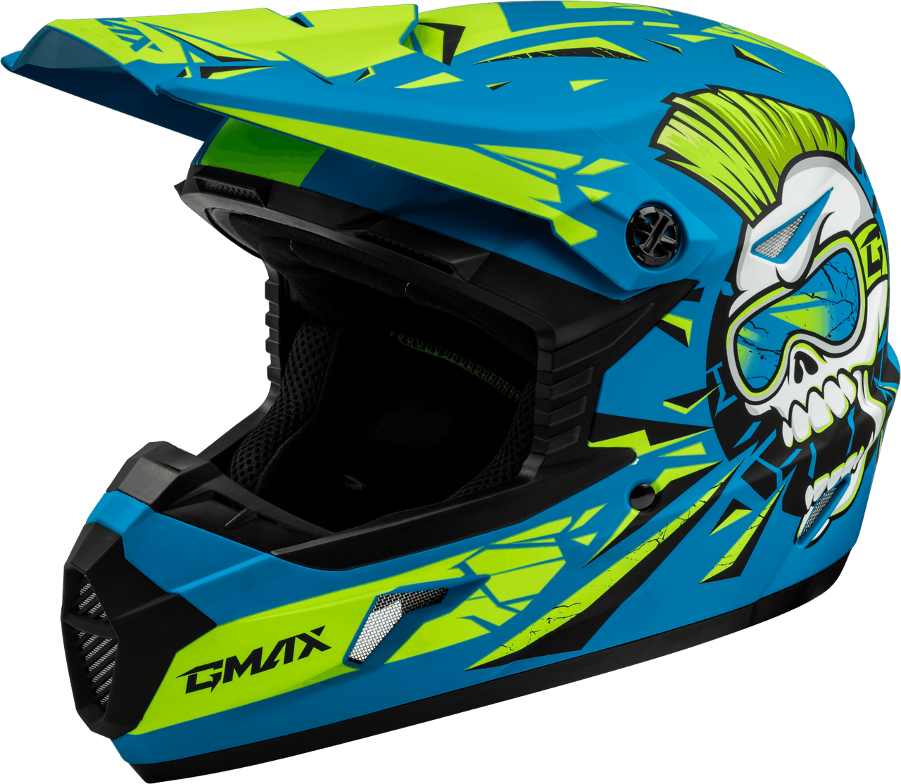 Gmax Youth MX-46Y Unstable Helmet Matte Blue/Green YS