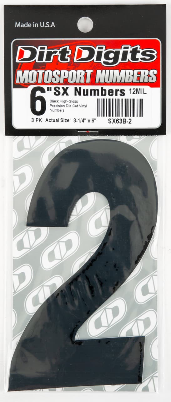 Dirt Digits #2 6" Black Super X Digits 3/Pack