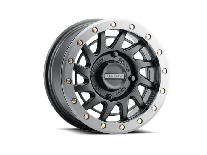 RACELINE SQUAD SATIN BLACK W/ GUNMETAL RING 15X7 4X156 +38