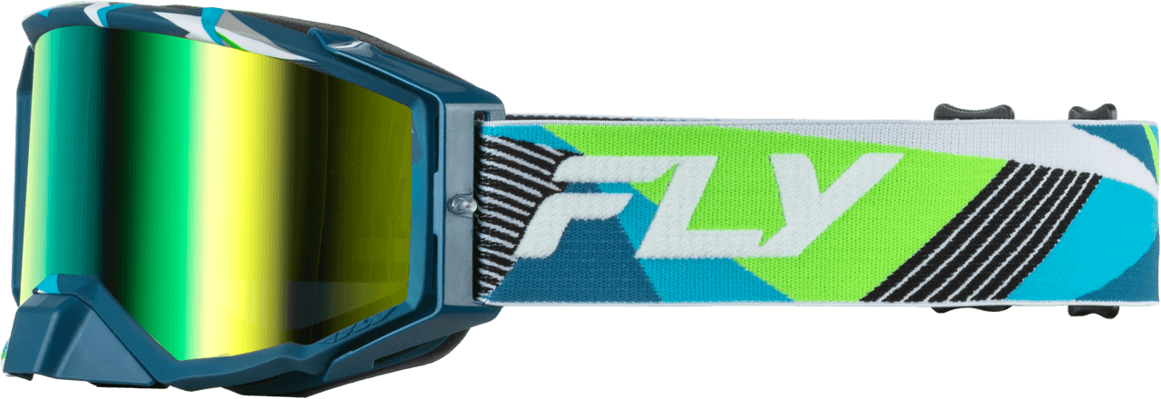 Fly Racing Zone Elite Retro Goggle Green W/ Iridescent Grn Mirror Lens