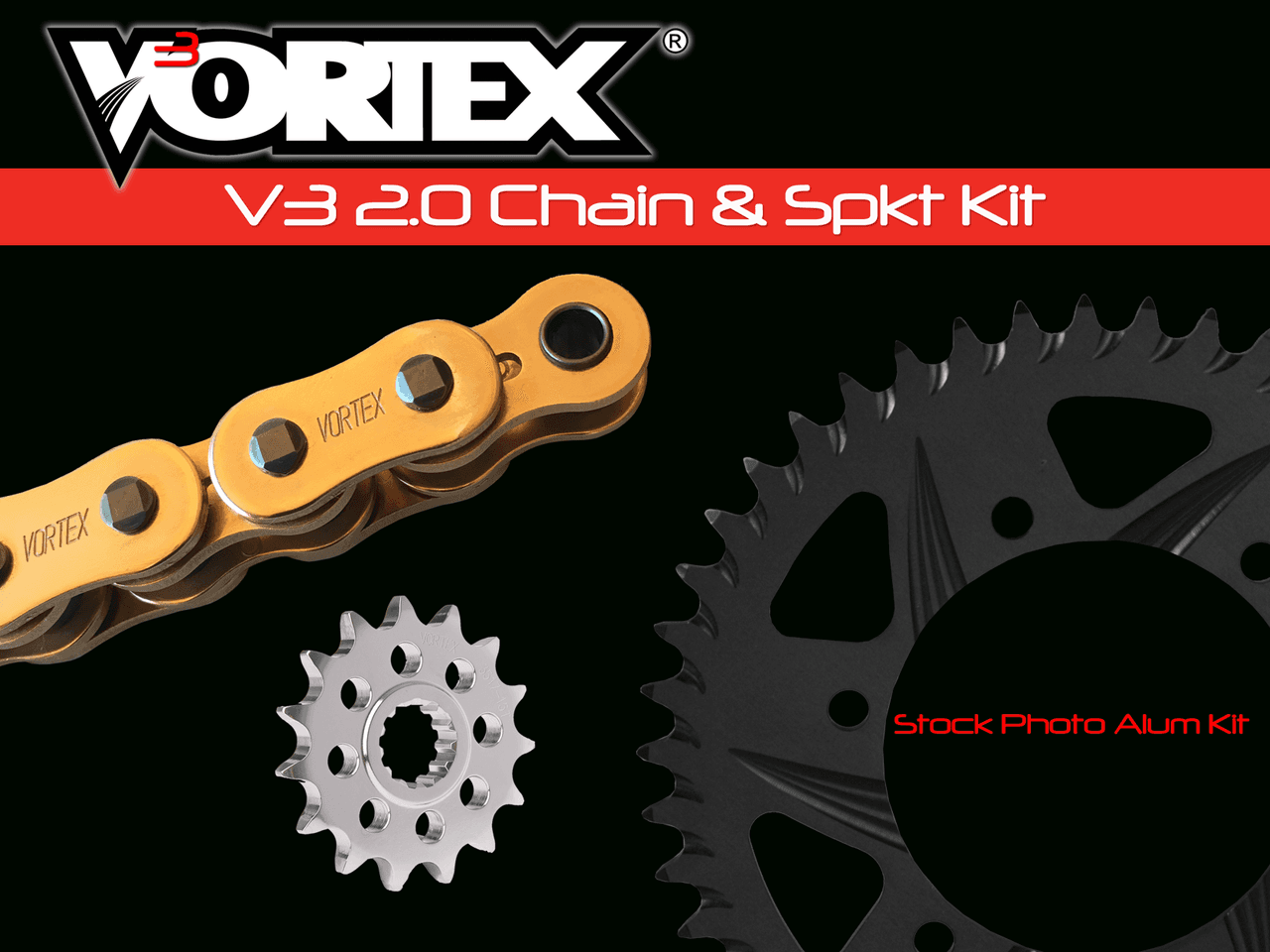 Vortex Sprocket/Chain Kit Stl/Alu 14/42T Black SX3 520-106L Gold