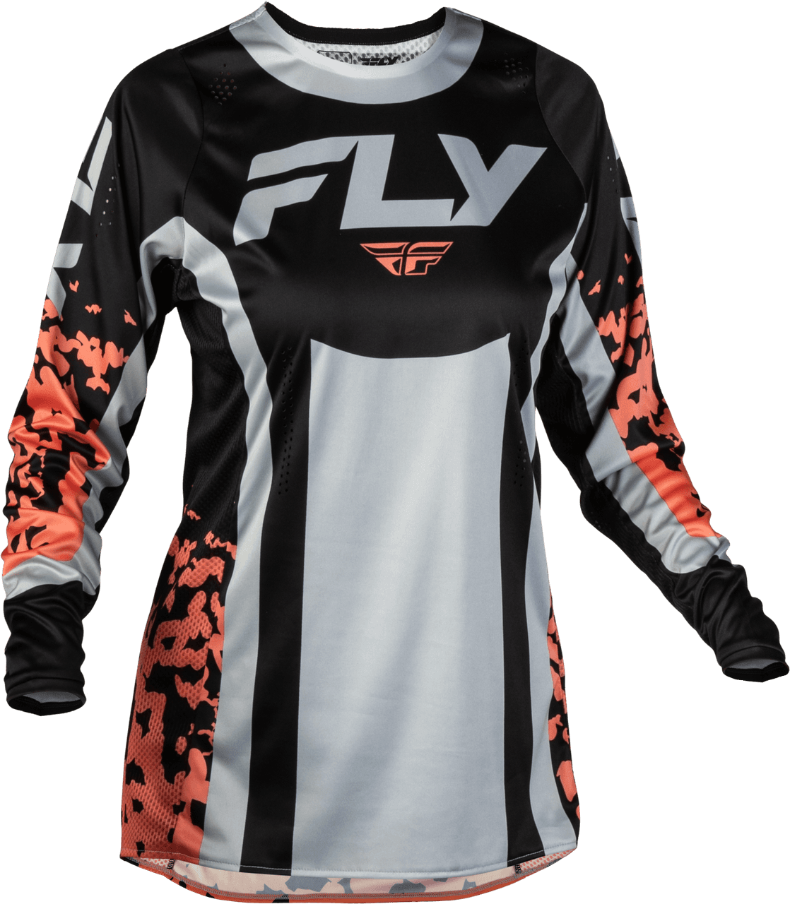 Fly Racing Women'S Lite Flake Jersey Black/Light Grey/Coral 2X