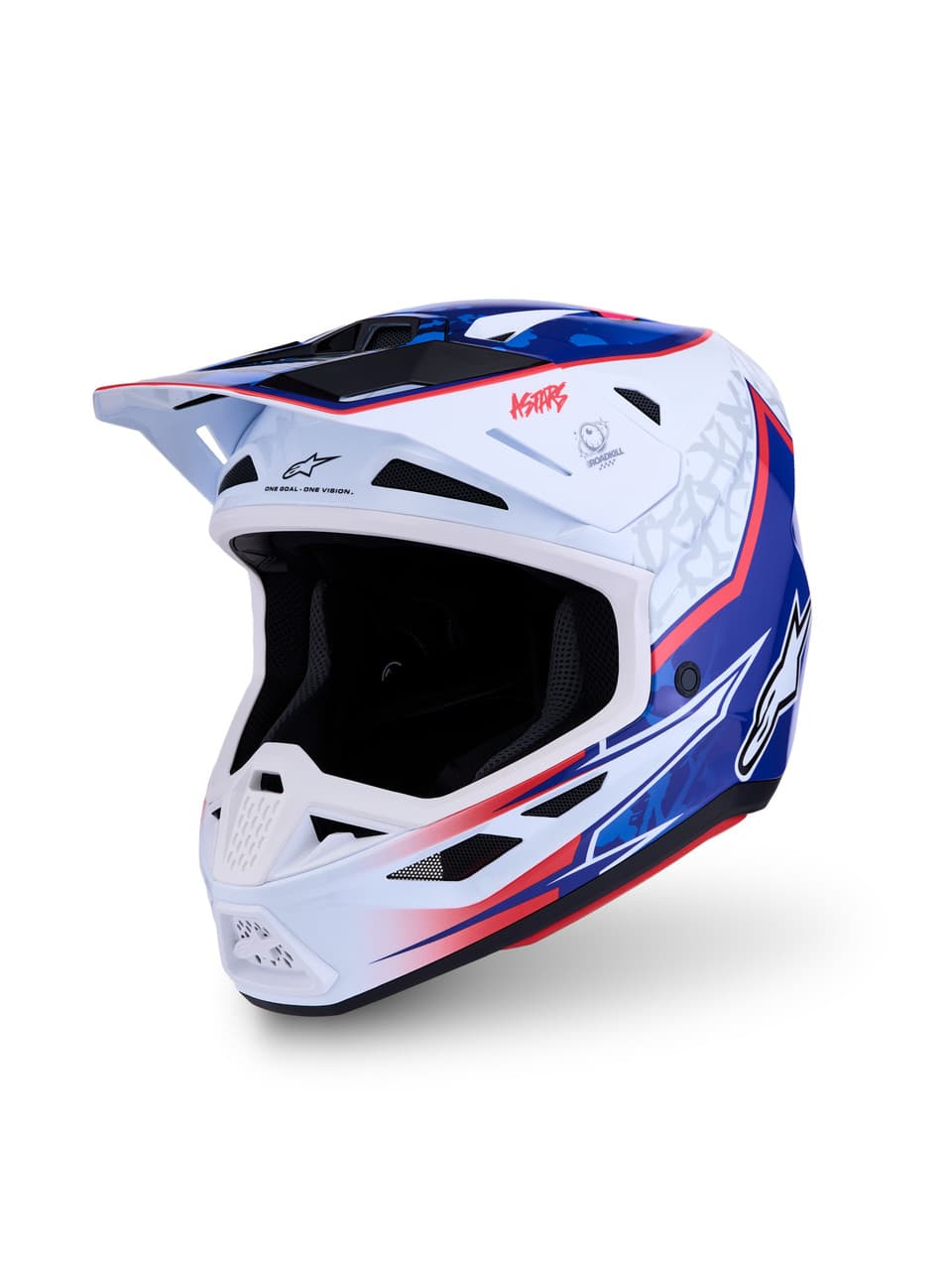 Alpinestars S-M7 Blaster Helmet ECE06/DOT White/Blue/Red Glossy XL