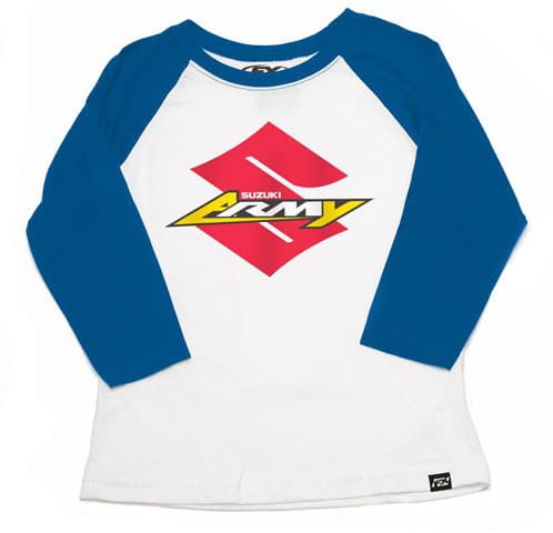 FACTORY EFFEX SUZUKI ARMY YOUTH BASEBALL SHIRT /ROYAL-WHITE M