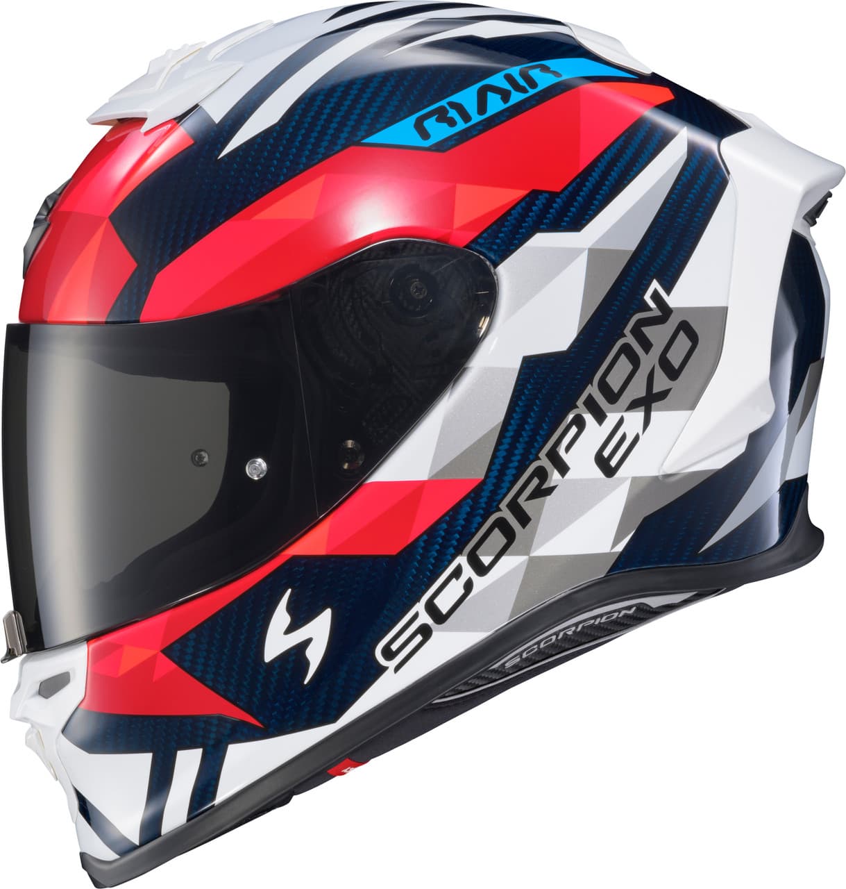 Scorpion Exo EXO-R1 Air Full Face Helmet Carbon Rastor Red/White/Blue MD