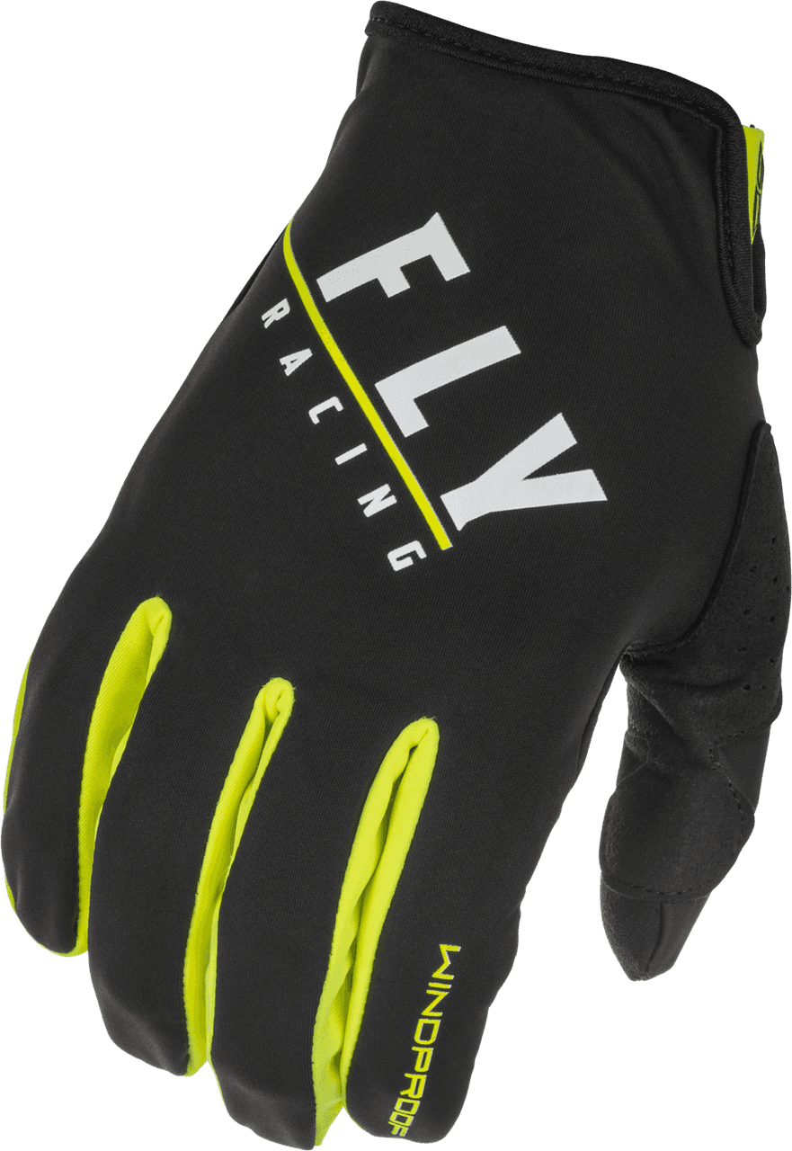 Fly Racing Youth Windproof Gloves Black/Hi-Vis Size 06