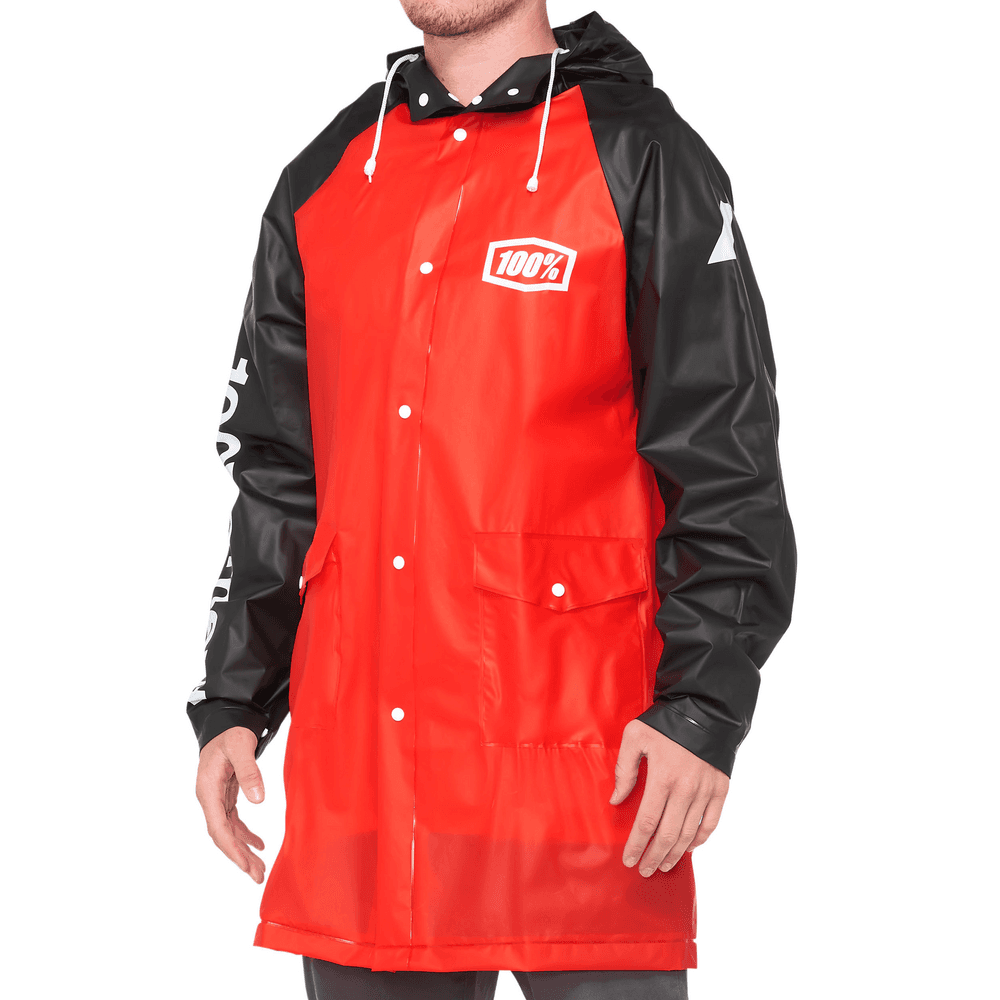 100-PERCENT Torrent Rain Jacket Black/Red LG