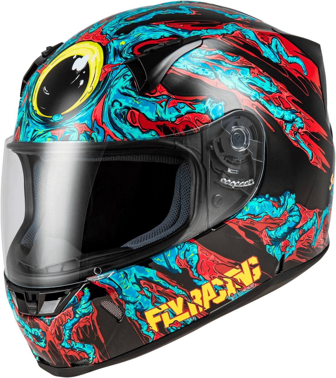 Fly Racing Revolt Space Creep Helmet Light Blue/Black/Red 2X