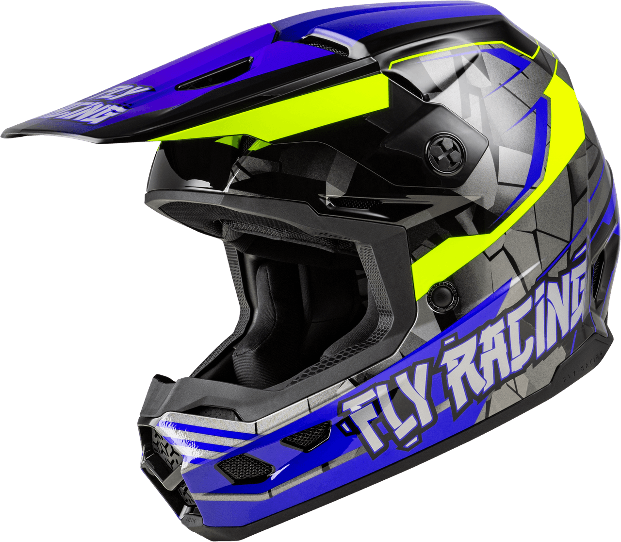 Fly Racing Youth Kinetic Scorched Helmet Blue/Grey/Hi-Vis YS