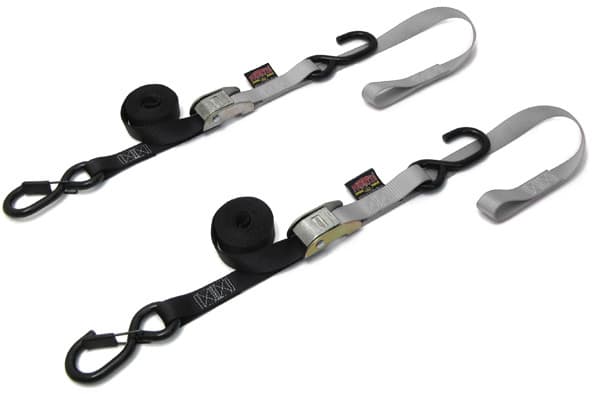 Powertye Tie-Down Cam Sec Hook Soft-Tye 1"X6' Black/Silver Pair