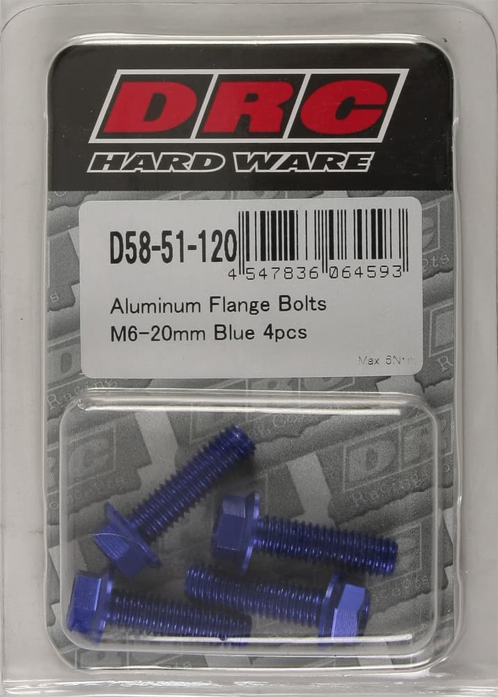 Drc Aluminum Flange Bolts Blue M6X20MM 4/Pack