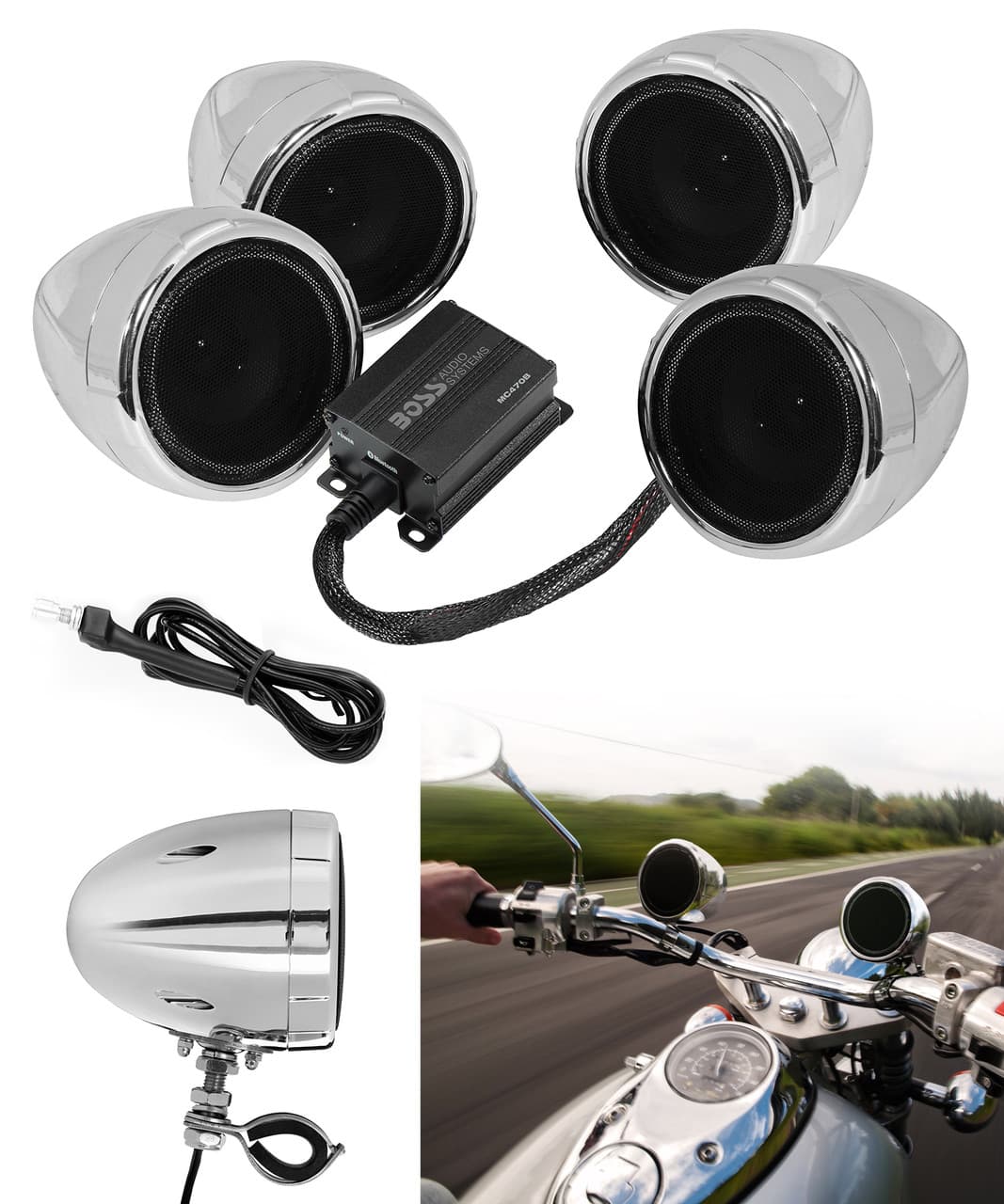 Boss Audio MC470 Speaker System 1000W Chrome 4-SPKR Bt