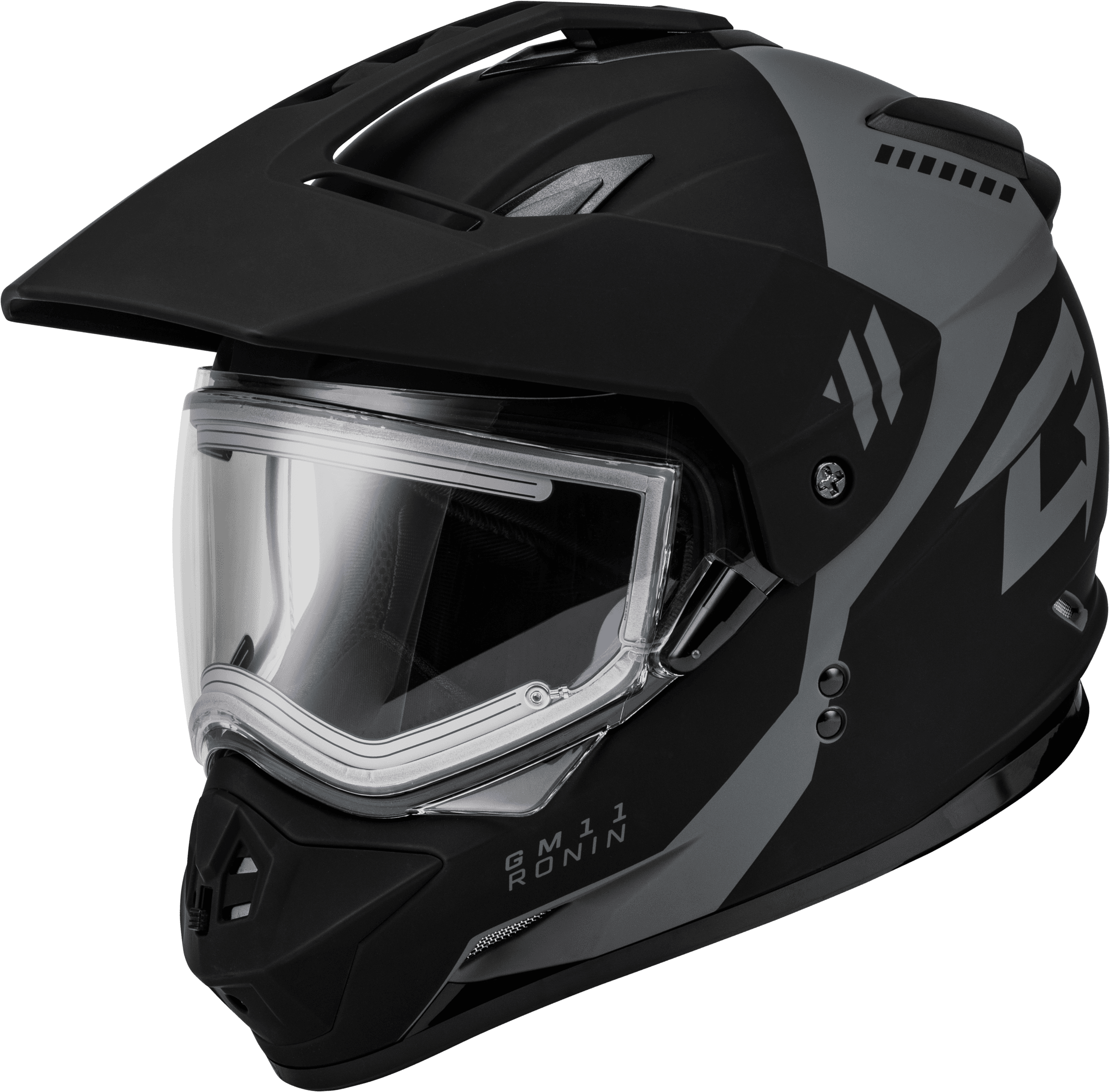 GM-11S RONIN SNOW HELMET W/ ELEC SHLD MATTE BLK/SILVER XL