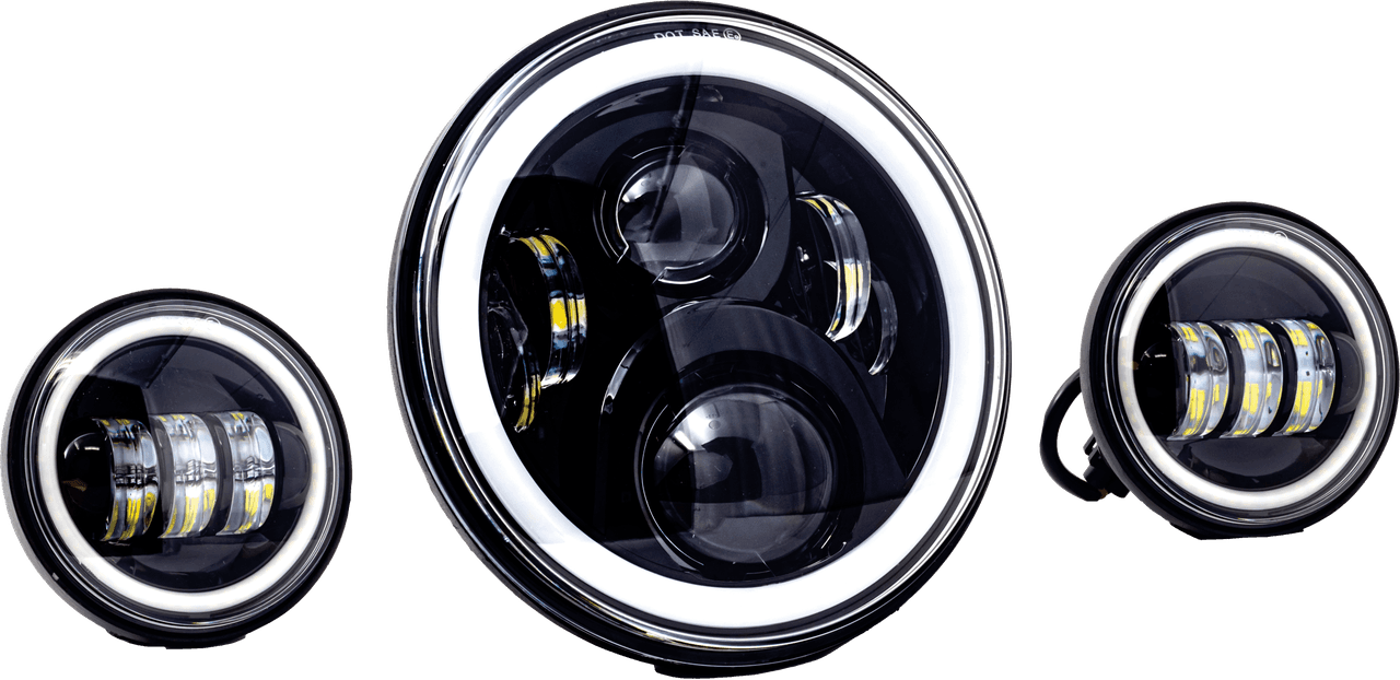 Letric Lighting Co 7" LED Hdlgt Kit Black Halo W/ Mount Adapter