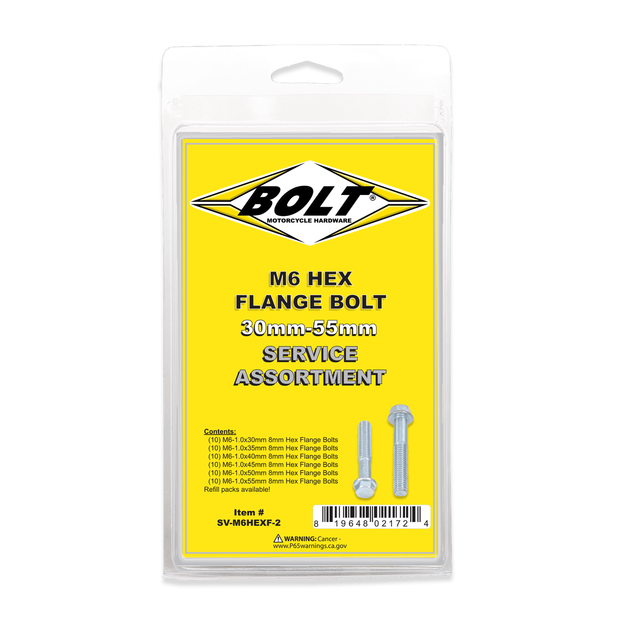M6 8MM Hex Flange Bolt Assortment 60 Piece Kit